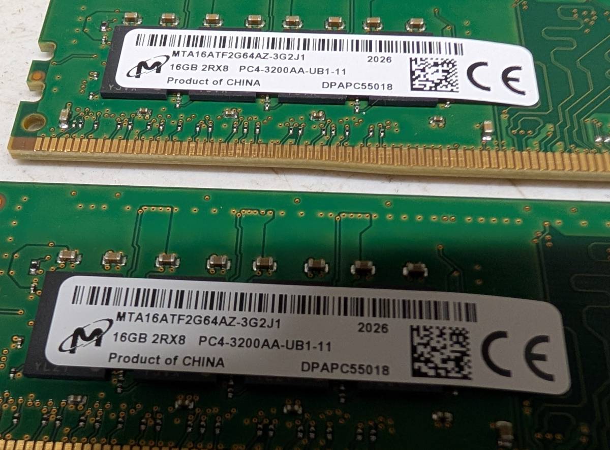 Micron 2x 16GB DDR4 Desktop DIMM PC4-3200 RAM 32GB Total