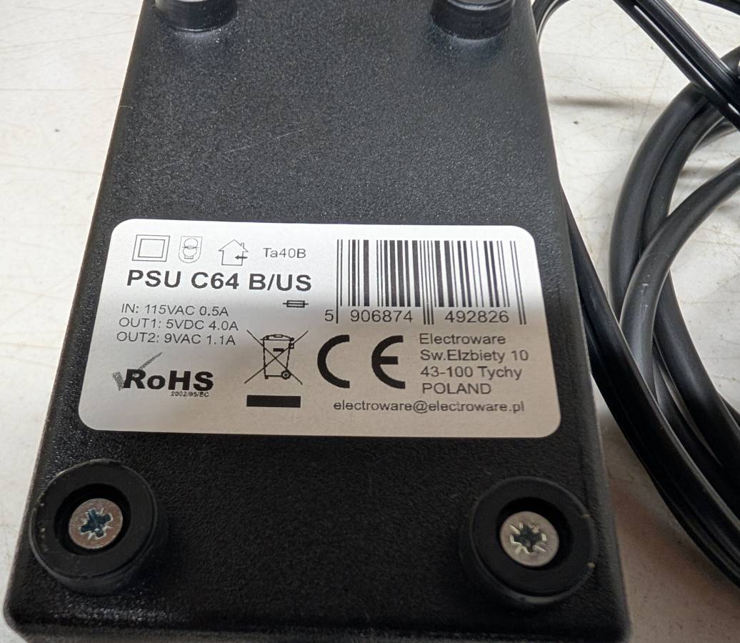 Commodore 64 replacement power supply C64 PSU