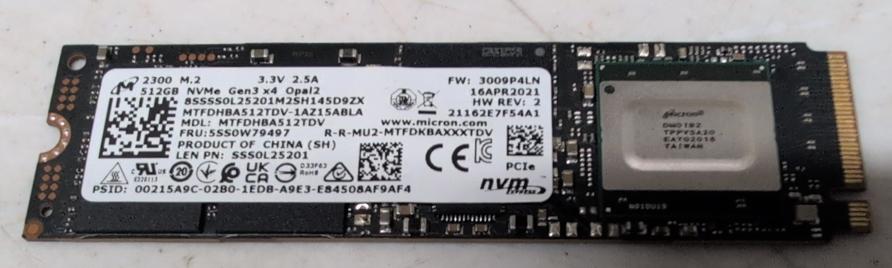 Micron 512GB NVMe M.2 SSD Solid State Drive