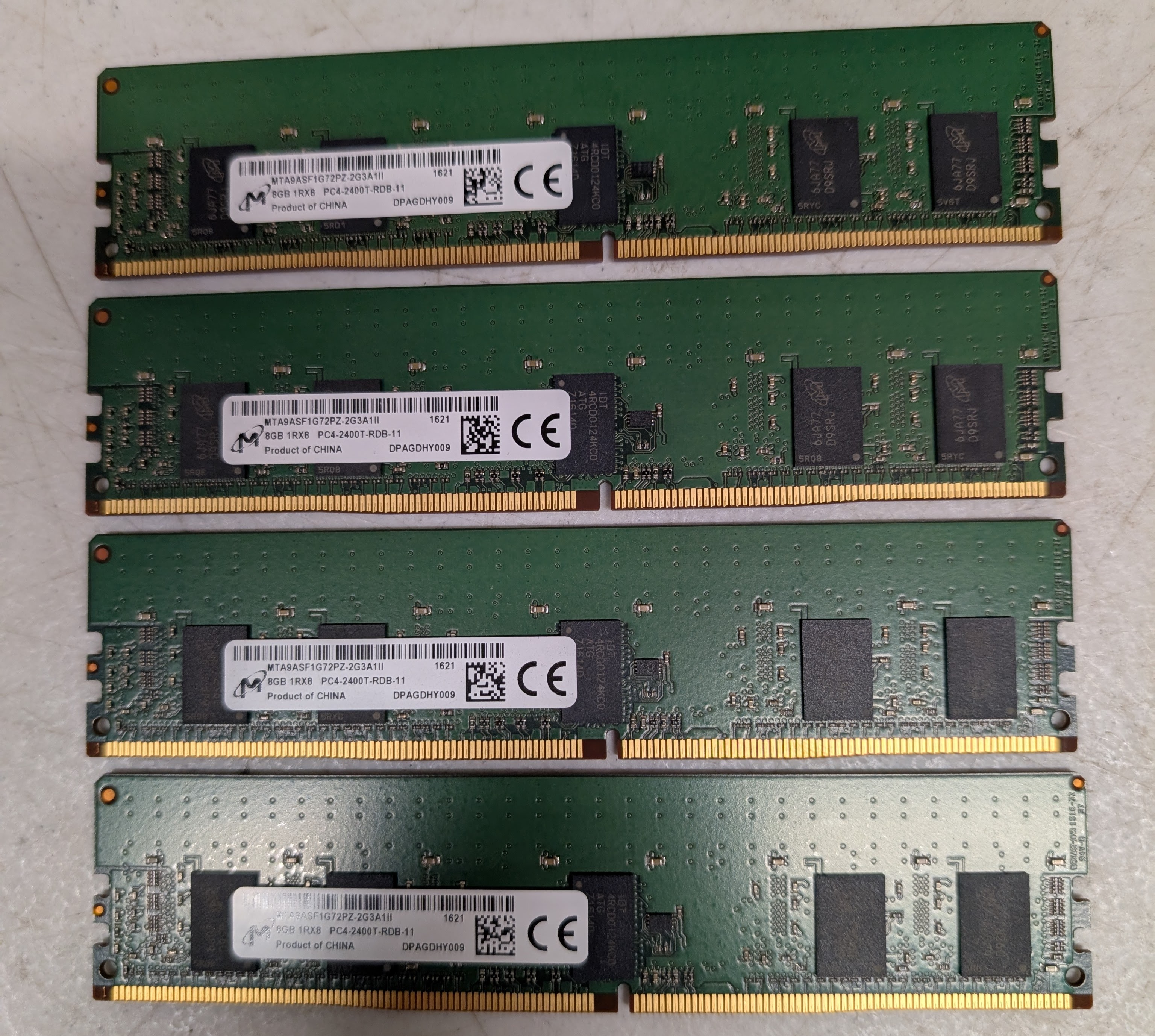 4x 8GB DDR4 DIMMs Micron for 32GB PC4-2400T RAM Memory ECC Server