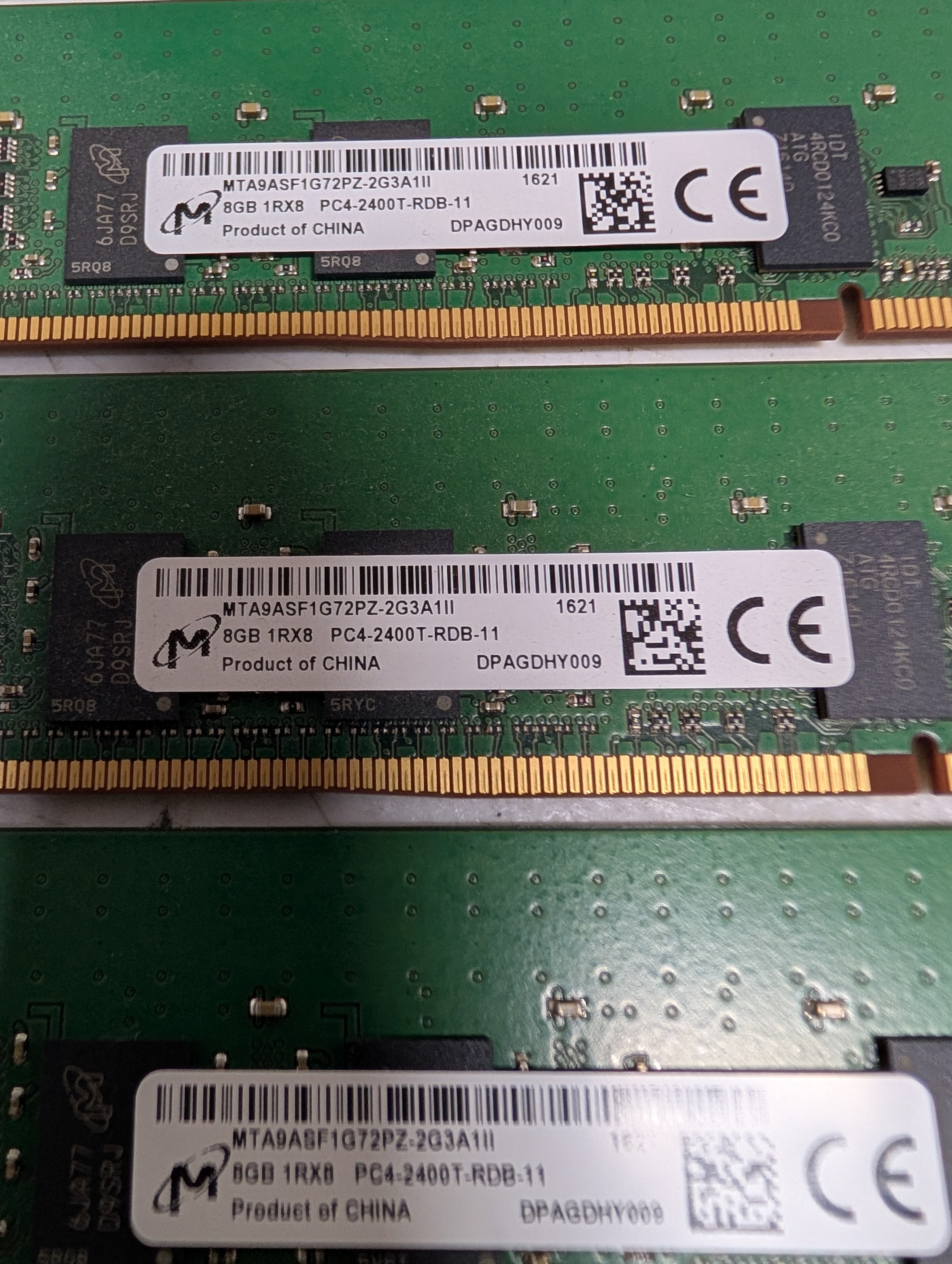 4x 8GB DDR4 DIMMs Micron for 32GB PC4-2400T RAM Memory ECC Server