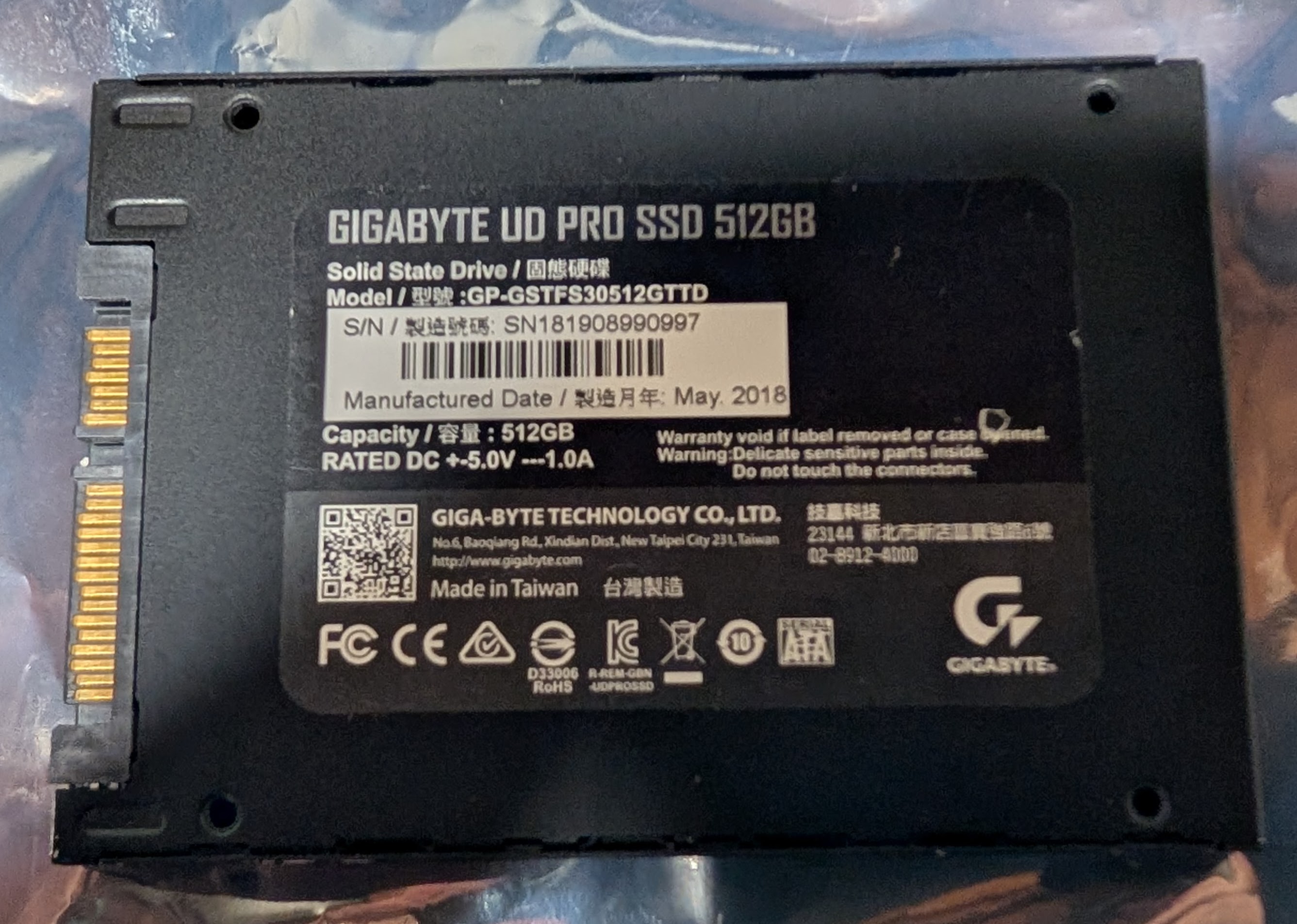 Gigabyte 512GB Solid State Drive 2.5 SATA SSD