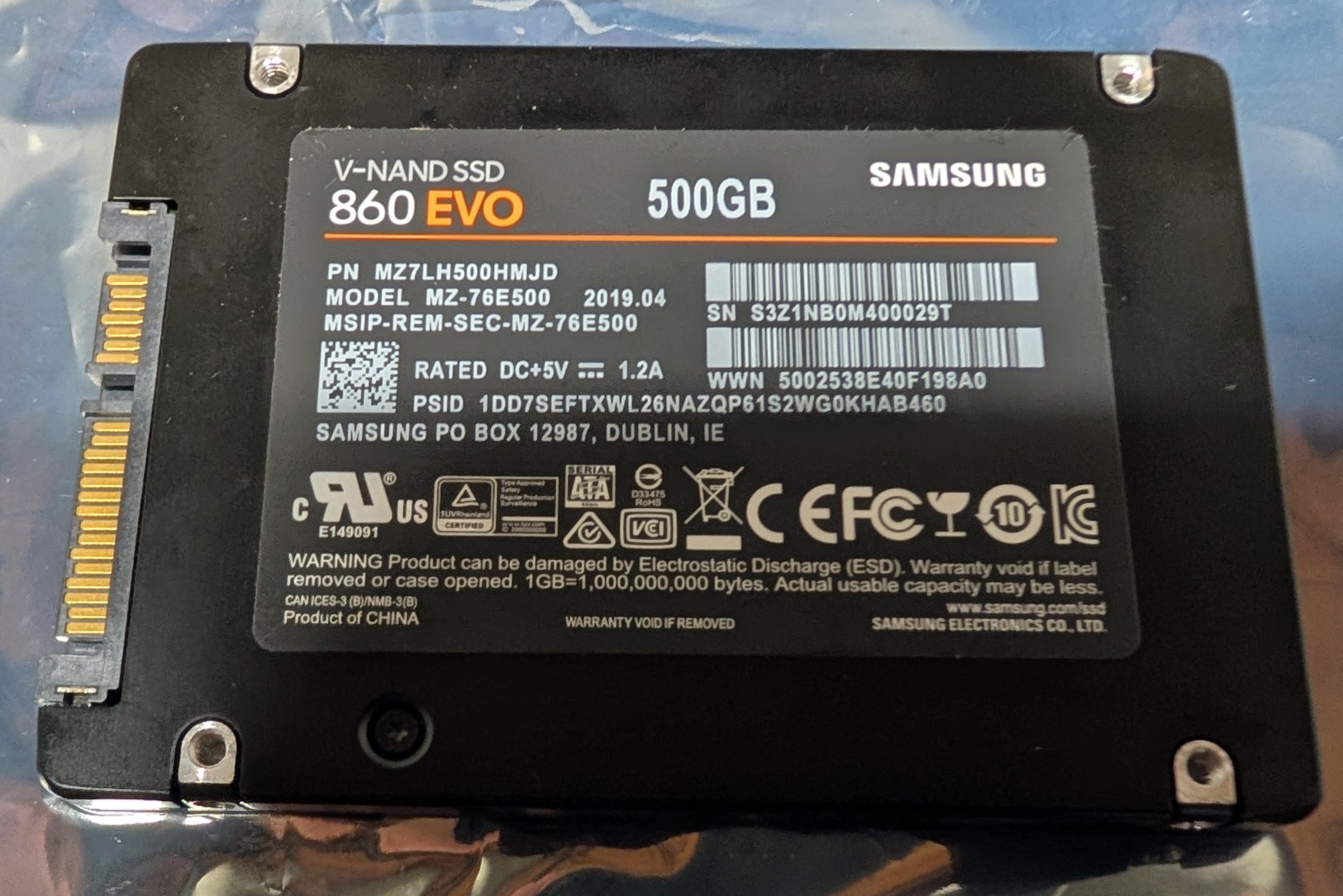 Samsung 2.5" SATA SSD 860 EVO V-NAND Solid State Drive 500GB